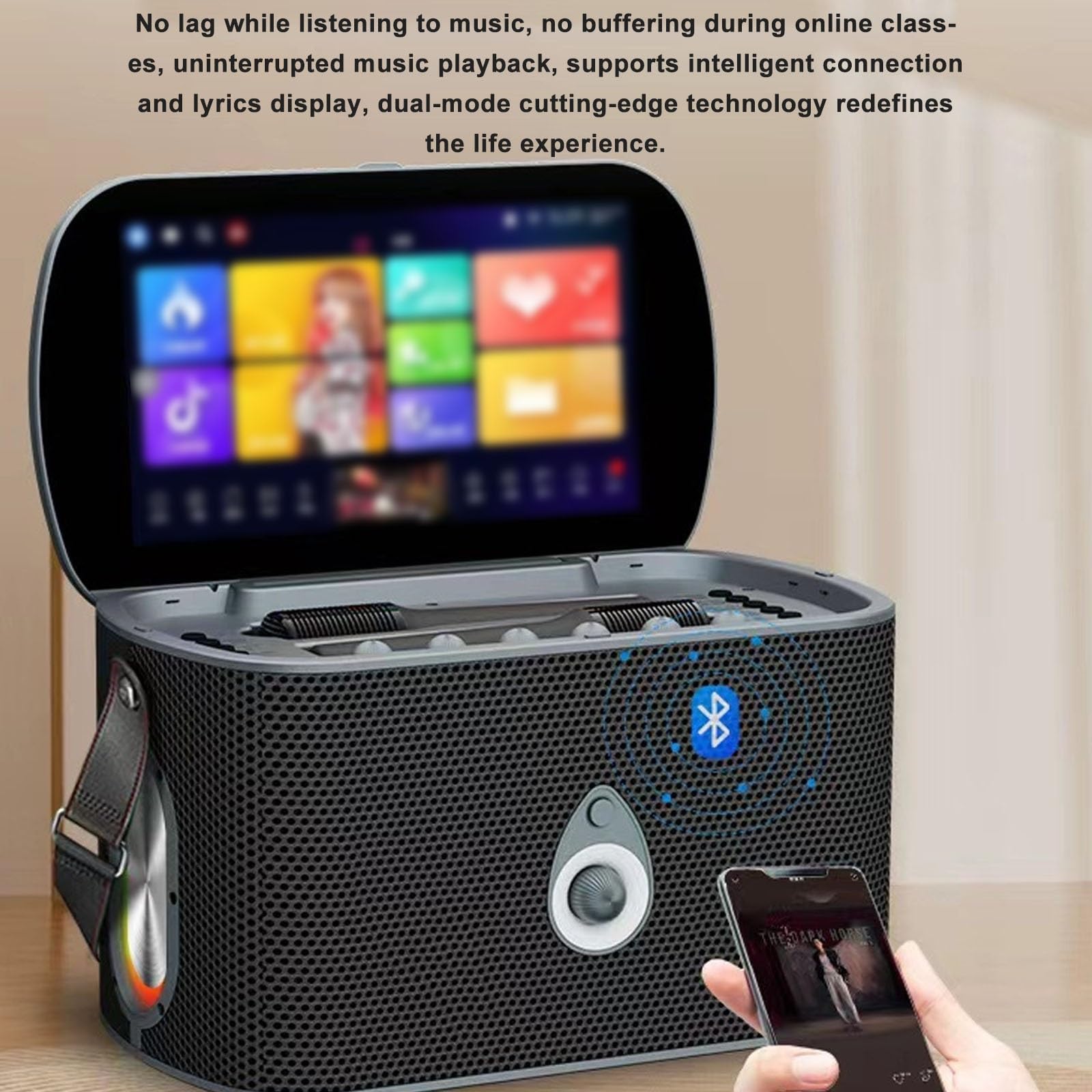 Macchina For Karaoke Wireless Con Touchscreen IPS Da 11,6" – 1+64 GB Di Spazio Di Archiviazione, Doppi Microfoni, Trasmissione Schermo HDMI +, Cache Brani Online, For Feste In Casa
