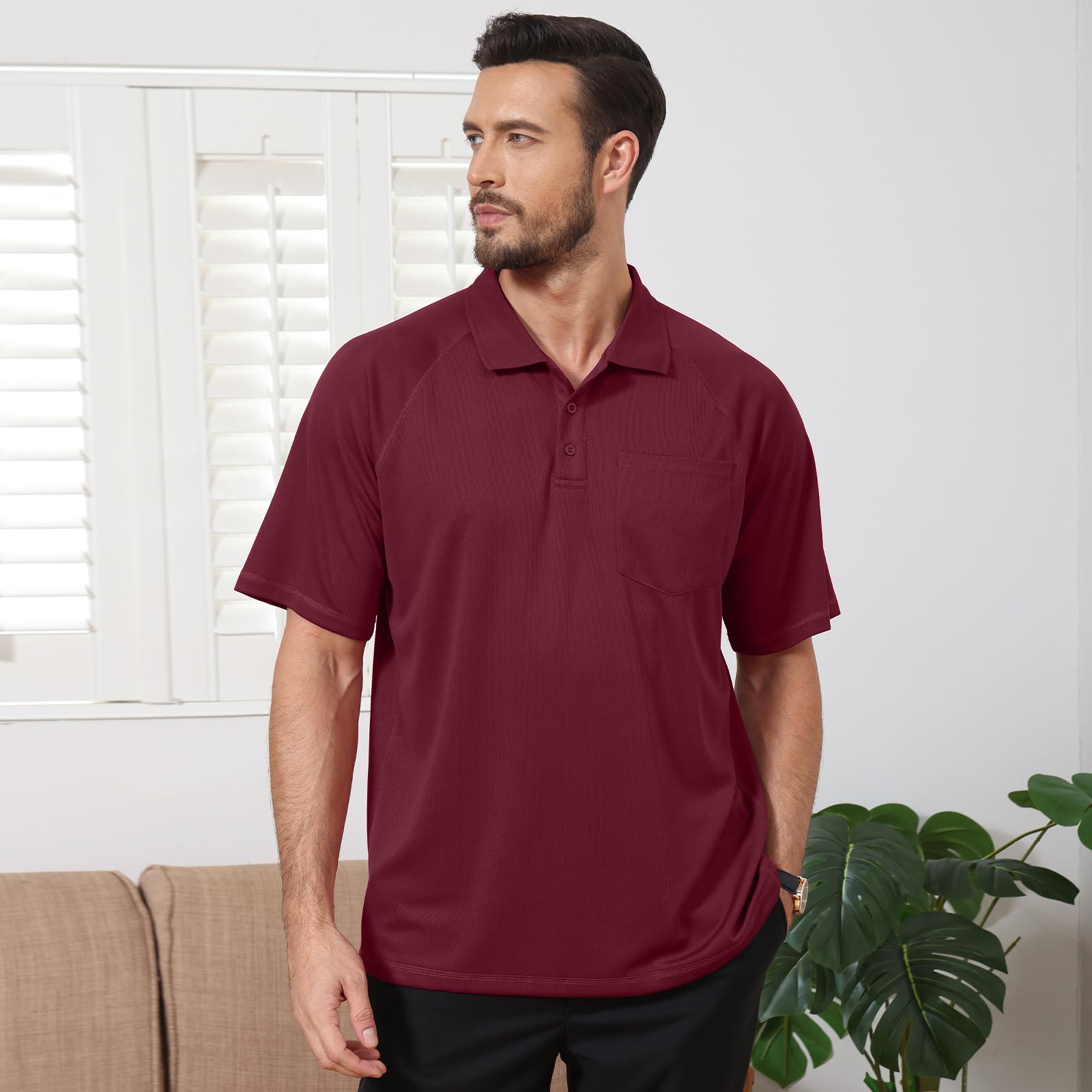 Men's Polo Shirts Short Sleeve Moisture Wicking Performance Golf Polo Dry Fit Athletic Casual Collared T-Shirt,M-7XL