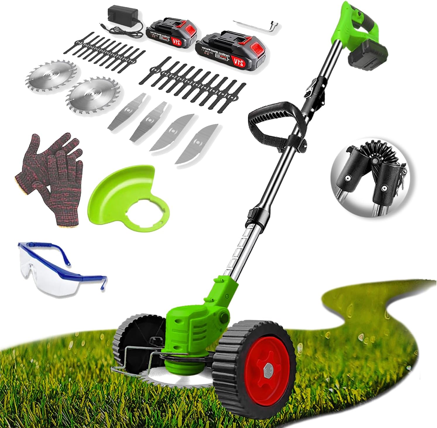 Cordless Weed Wacker Battery Operated 21V/2Ah, Electric Weed Eater Battery Powered