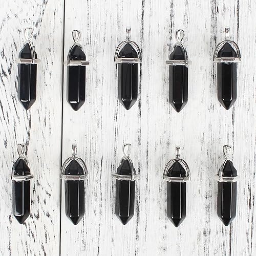 Miniatura 4 de Piedra de cuarzo genuina para el punto de curación Reiki Chakra, joyería al por mayor, latín, Obsidiana, HEALINGPOINT