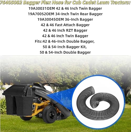Miniatura 5 de 764-05082 76405082 Bagger Flex Manguera Reemplazar para MTD CUB CADET RZT 36" 42" 46" 50" 54" posterior Fast Double Bagger