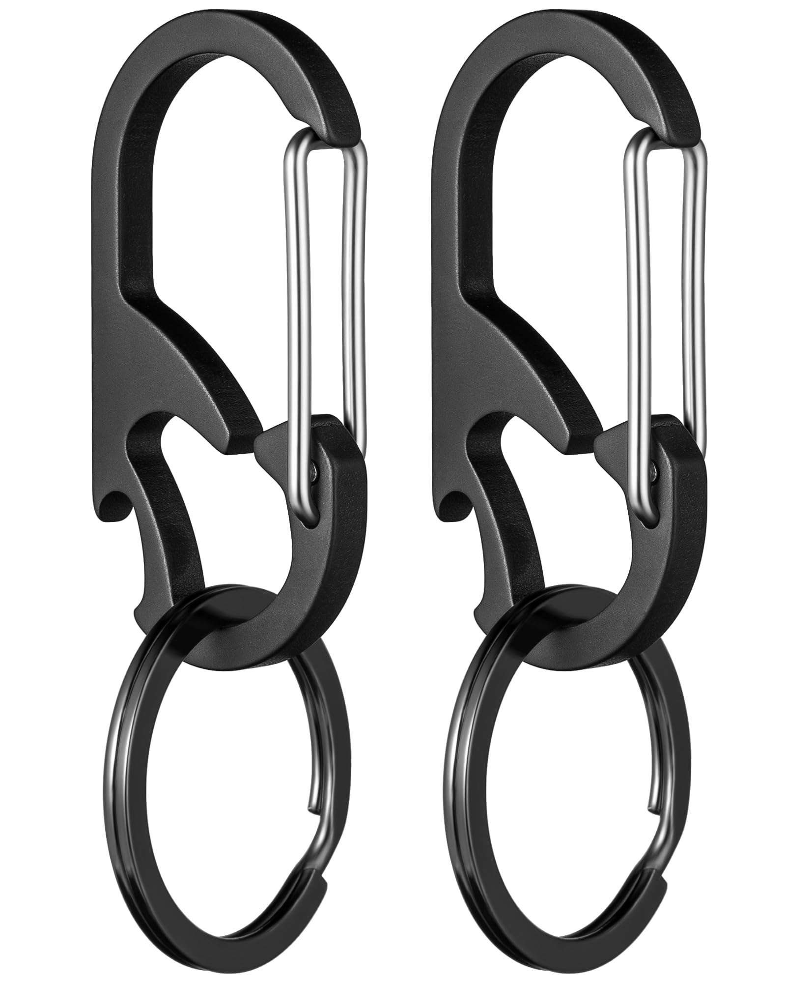 TISUR Titanium Carabiner Keychain Clip, Anti-Lost Key Ring Holder, Self-Locking Metal Gate Clip Key Chain Bottle Opener for Men Women