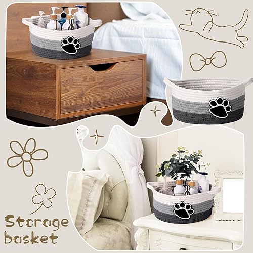 Miniatura 5 de Lindo contenedor organizador de almacenamiento para habitación del bebé con asas, tejido pequeño, 11.8 x 11.81 x 5.91 pulgadas (gris)