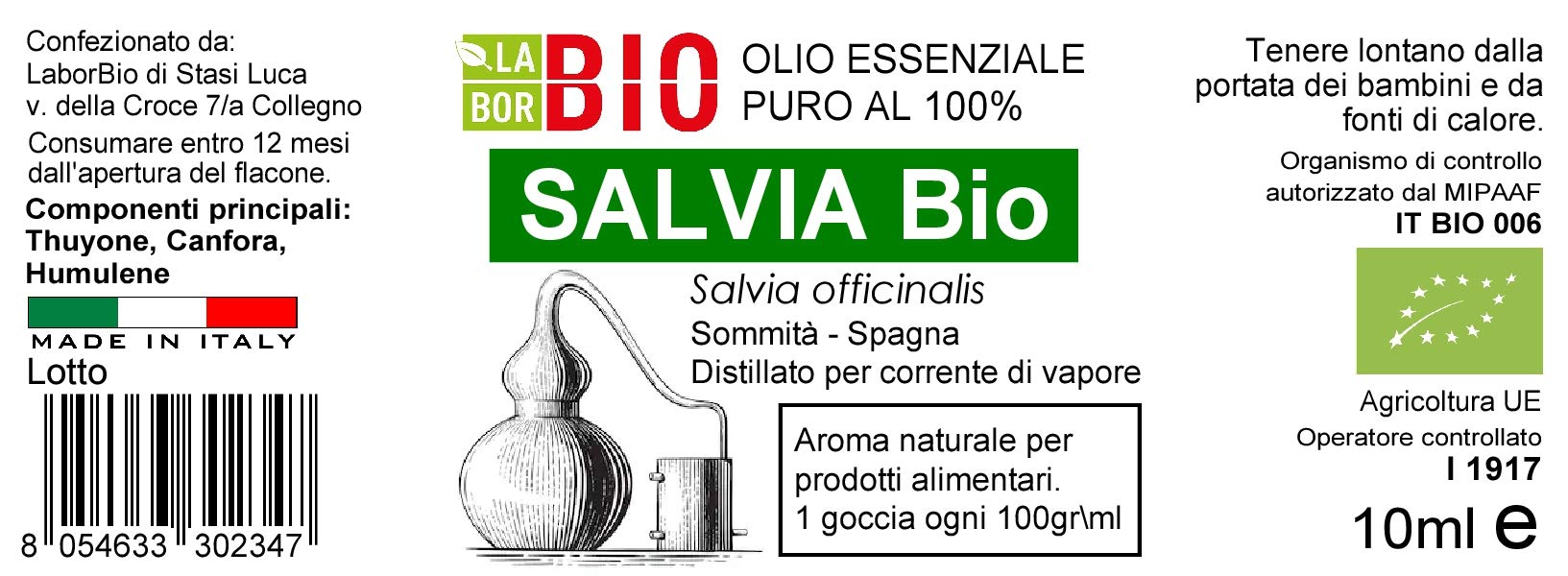 Olio essenziale di salvia puro Salvia officinalis rilassante