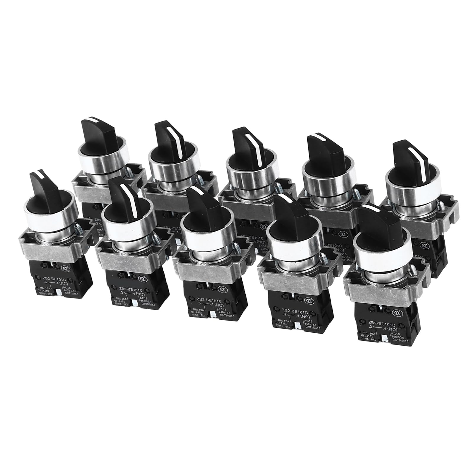 Commutateur rotatif de sélecteur, 10Pcs 2 Position 1 aucun commutateur rotatif de 22mm largement Compatible commutateur facile à installer de verrouillage automatique