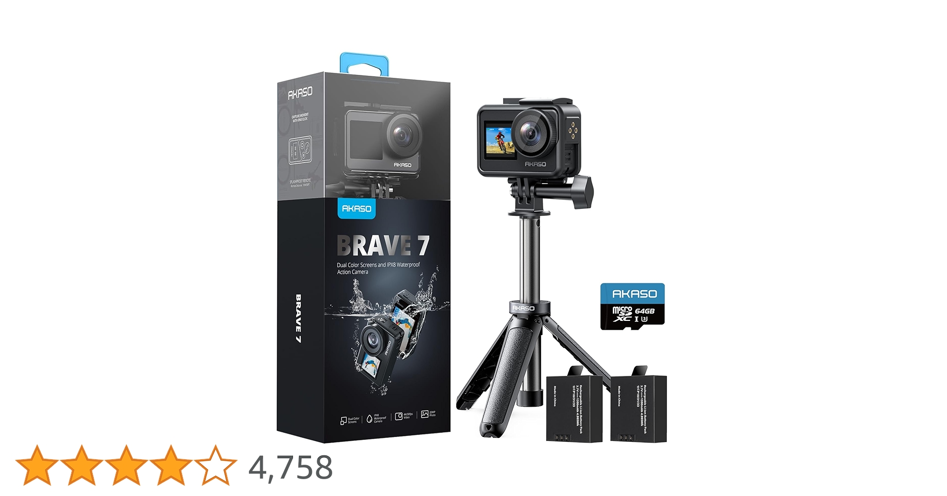 【値下げ中】新品未使用AKASO Brave 7 Amazon | AKASO Brave 7 LE アクションカメラ 4K 20MP 64GB