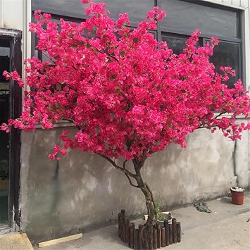 Large Artificial Bougainvillea Tree Gorgeous Simulation Landscape Tree Stunning Fake Plant for Indoor Outdoor Decor Modern Home Office Living Room Floor Decor Fake Bougainvillea Tree2mx1.8m