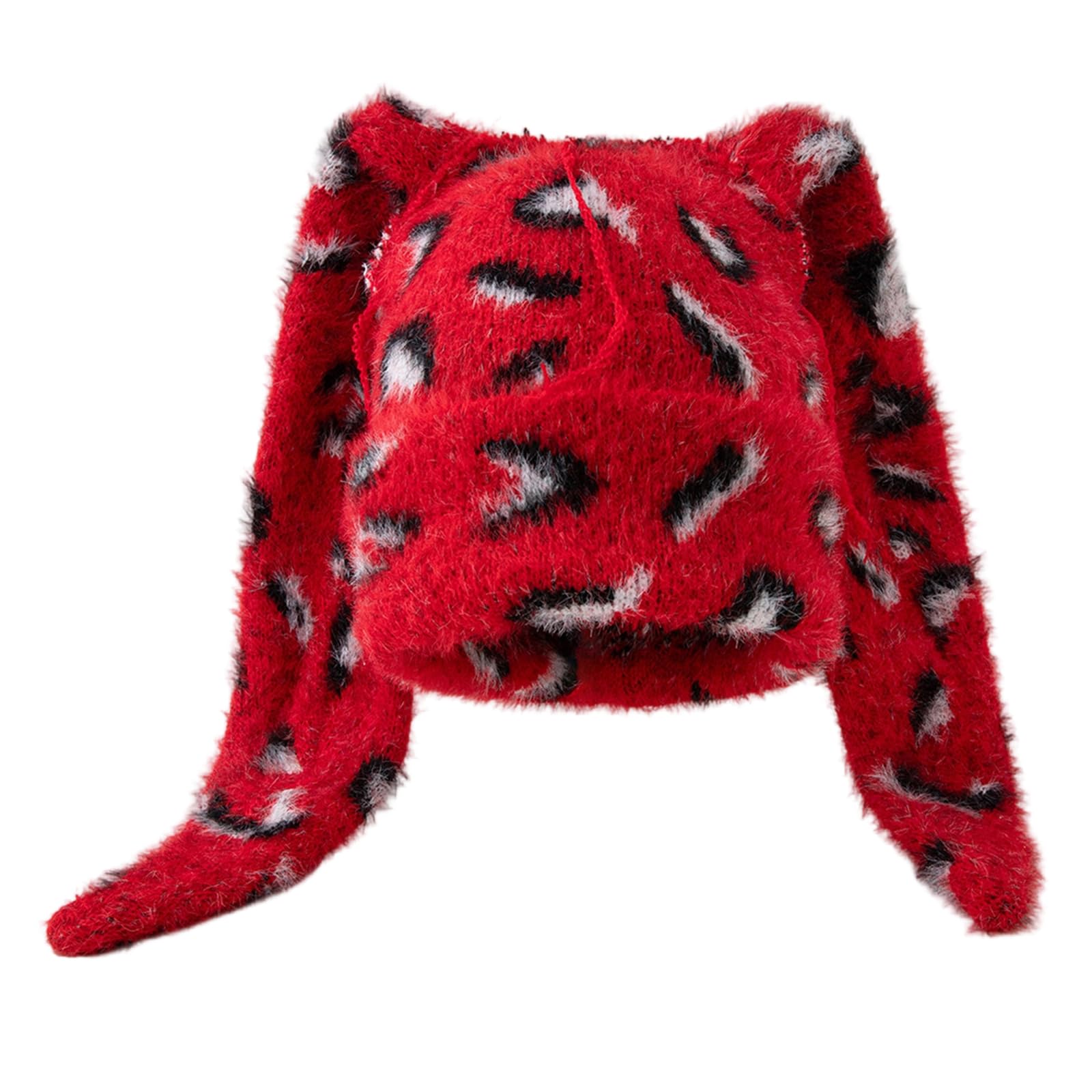 Bonnet en maille léopard contre le froid avec cache-oreilles