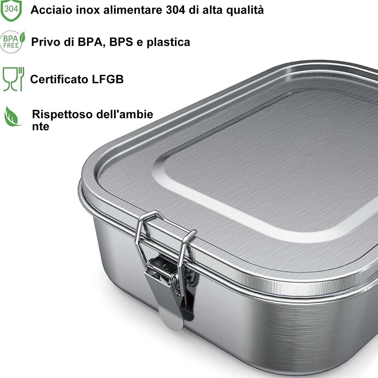 Moonmoon Contenitore Pranzo In Acciaio Inox - 1,2 Litri, A Tenuta Stagna Con Scomparto Senza Bpa Per Adulti 1259289