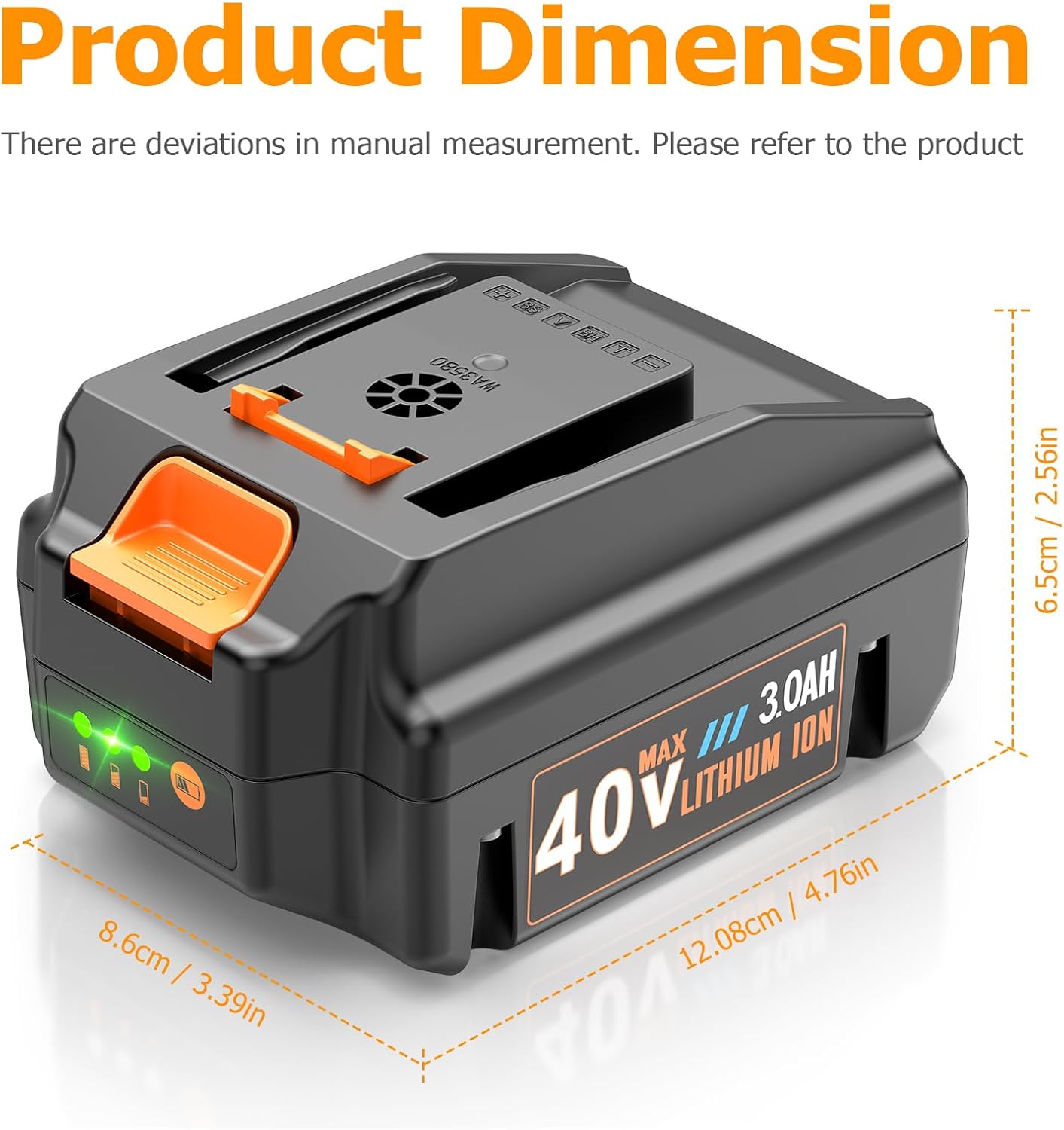 ARyee 40V 3.0Ah WA3580 Replacement for Worx 40V Battery Compatible with Worx 40 Volt Tools WG180 WG280 WG380 WG580 (Not Fit for 2x20V Tools) - Image 8
