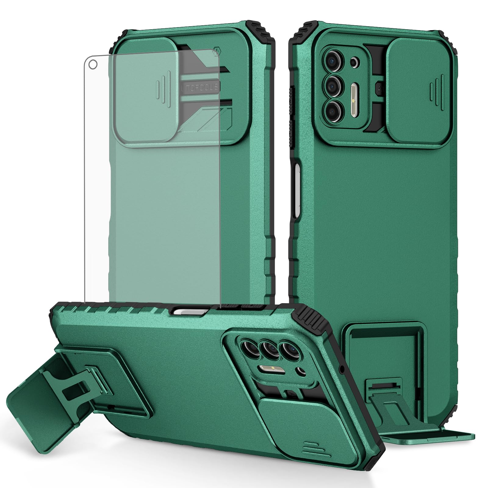 Asuwish Phone Case for Moto G Stylus 2021 4G with Screen Protector and Slide Camera Cover Kickstand Stand Slim Protective Cell Accessories Motorola