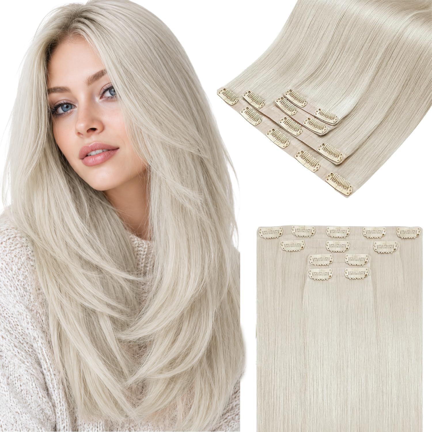 LaaVoo Extensions Echthaar Echt Haar Extension Clip Haarverlängerung Echthaar