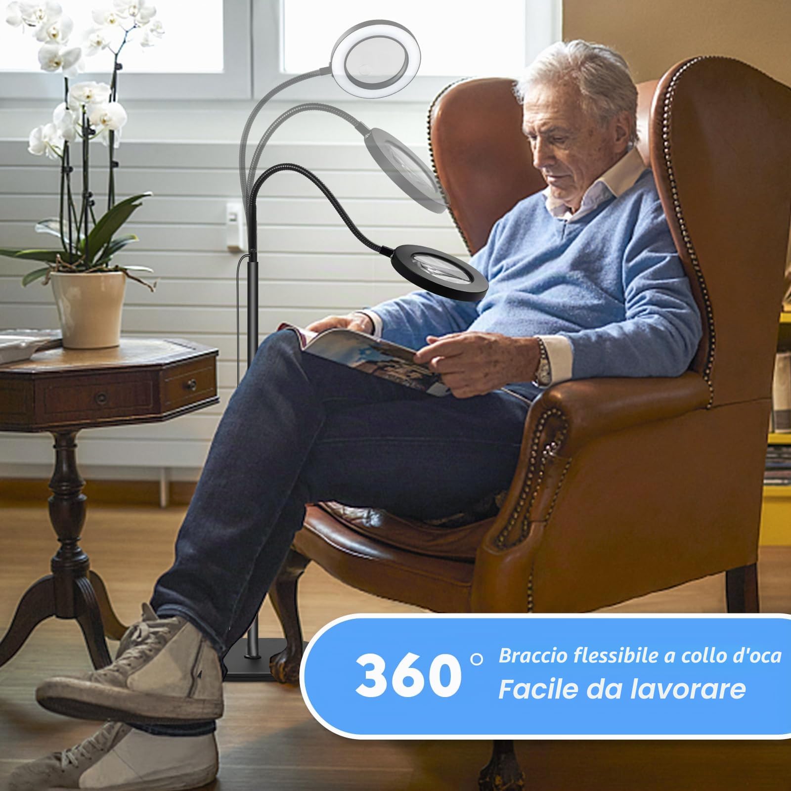 NZQXJXZ 5X 10X Lente d'Ingrandimento con Luce e Supporto