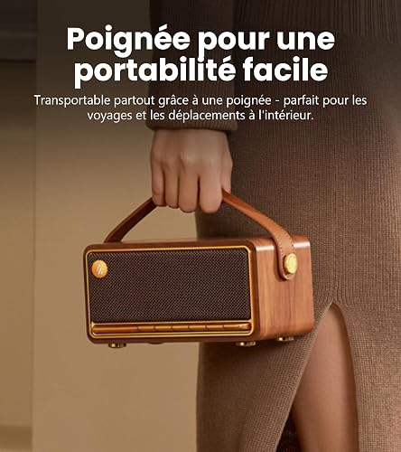 Edifier MP330 - Enceinte Bluetooth Portable Audio Hi-Res, 40W RMS, Appairage Stéréo Double, Son 360°, 19h Autonomie, Bluetooth 6.0 & Multipoint, Design Compact pour Intérieur/Extérieur - Marron - 6