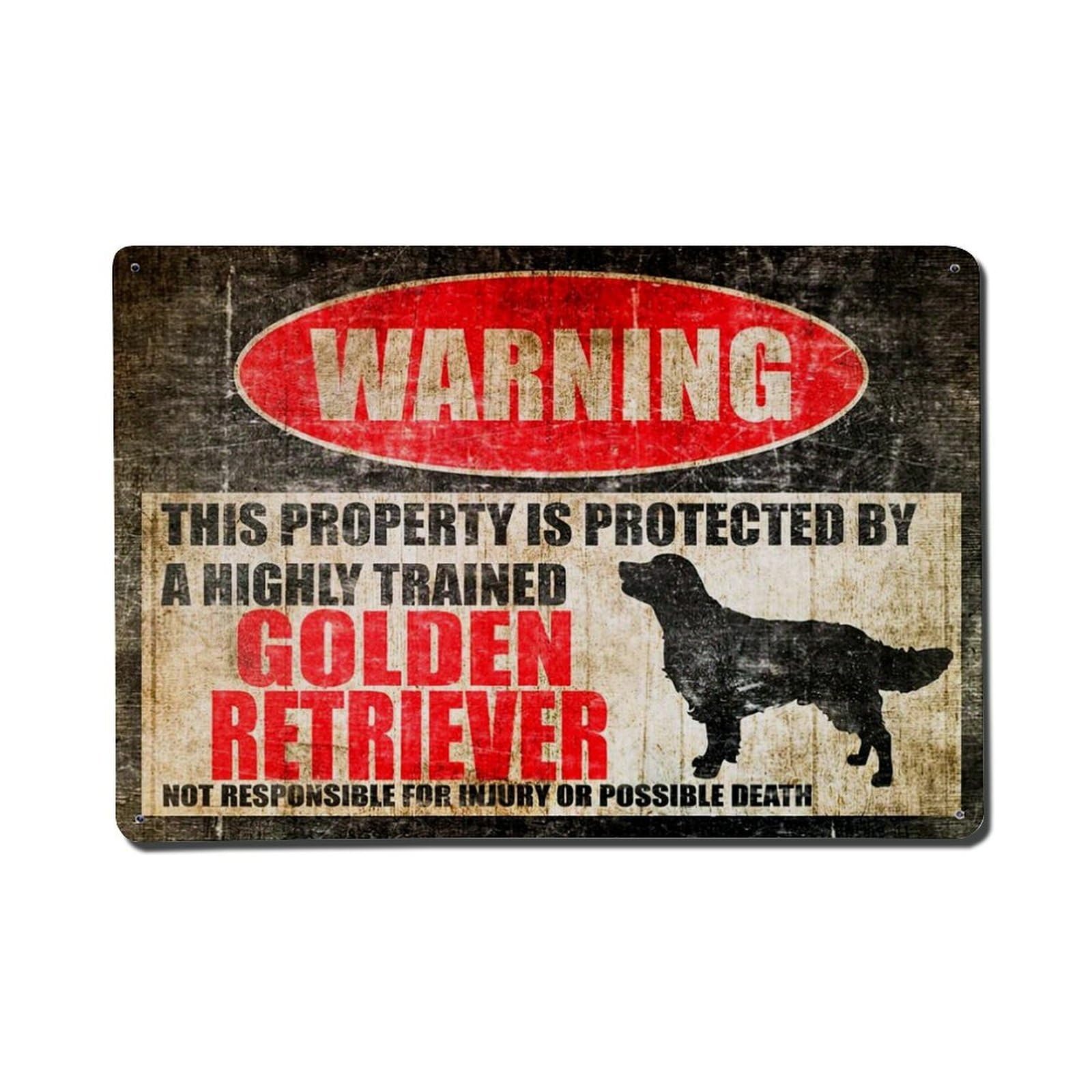 Warning Sign Dog Silhouette Text Retro Metal Tin Sign, Vintage Decor Art Poster for Bar, Home, Man Cave, Kitchen, Laundry Room Gift 8x12Inch