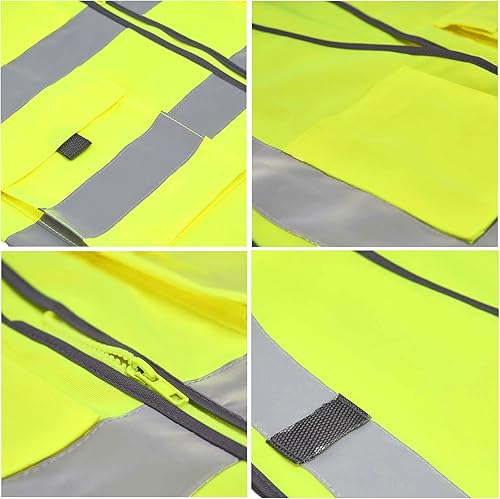 Miniatura 10 de VICRR Chaleco de seguridad para hombres y mujeres con bolsillos, chaleco de seguridad reflectante amarillo rosa, negro y azul, chaleco de seguridad