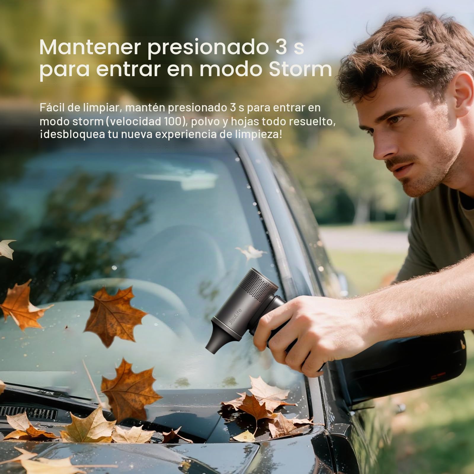 JISULIFE Ventilador portátil de mano 5 en 1, 100 velocidades, batería recargable de 9000mAh con máximo de 25 horas, mini ventilador de 18W, banco de energía con función de linterna, motor ultra