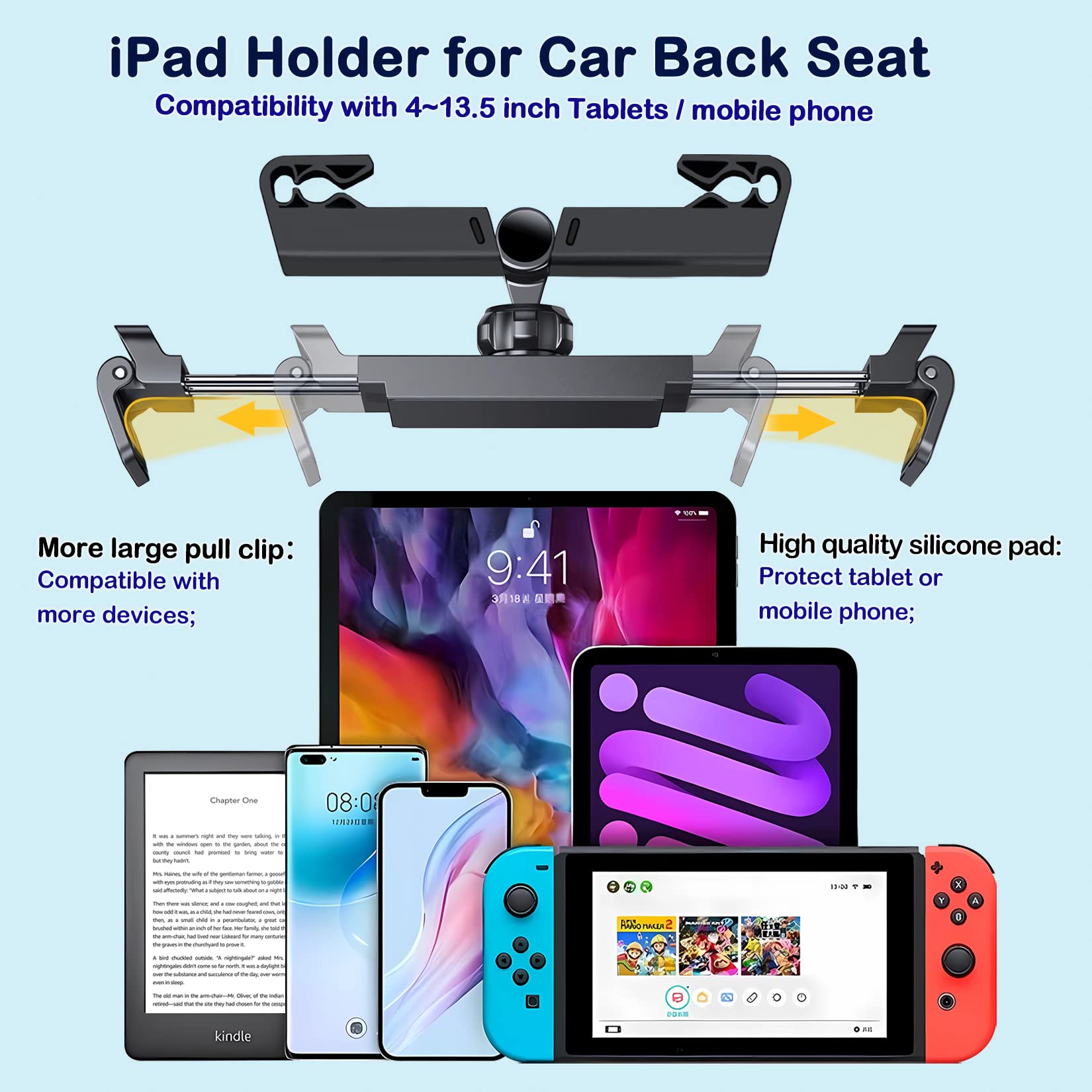 Supporto Universale Per Poggiatesta Auto &ndash; 360&deg; Per Telefono, IPad E Tablet
