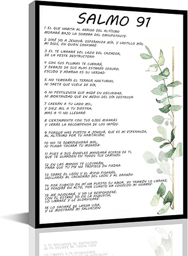 Salmo 91 En Español Para Pared Versículo de la Biblia Arte de Pared Escritura Escritura Enmarcado Salmo bíblico 91 Pintura en lienzo Sala de oración