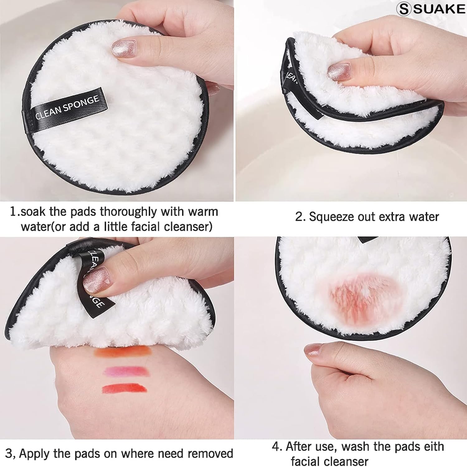 SUAKE Reusable Makeup Remover Pads – Soft & Washable Cotton Pads for Face & Eye Makeup Removal – Eco-Friendly, Gentle on Oily, Dry & Sensitive Skin (Multicolor Pack of 1) - Image 5 thumbnail