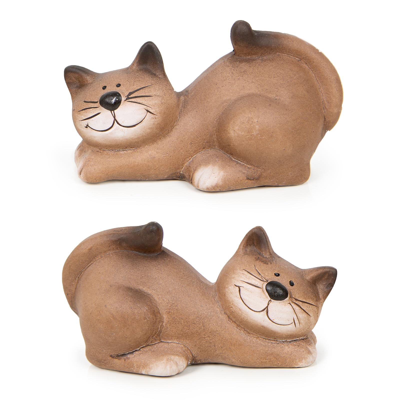 Logbuch-Verlag Juego de 2 figuras decorativas de gatos de cerámica para amantes de los gatos, idea de regalo de 11 cm