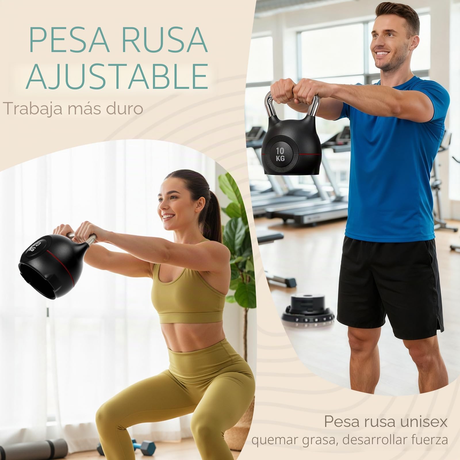 Kettlebell Ajustable 10 kg 20 kg – Pesas Rusas 7 en 1 – Kettlebell con 7 Niveles de Peso, Compacta para Entrenamiento de Fuerza, Hogar y Gimnasio