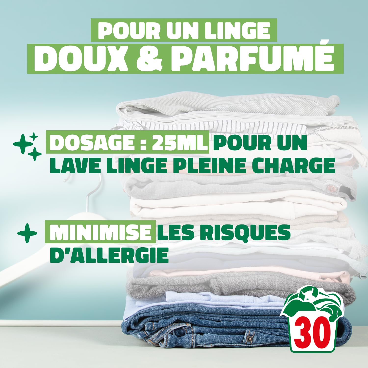 RAINETT - Assouplissant Hypoallergénique - Convient aux Peaux Sensibles - À l'Aloe Vera - Flacon Recyclé & Recyclable - Air Label Score A - 30 Lavages - 750 ml