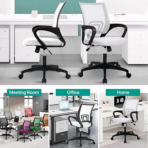 Miniatura 7 de Silla de oficina ergonómica con soporte lumbar, silla de escritorio de malla ajustable para dolor de espalda, taburete giratorio ejecutivo moderno,