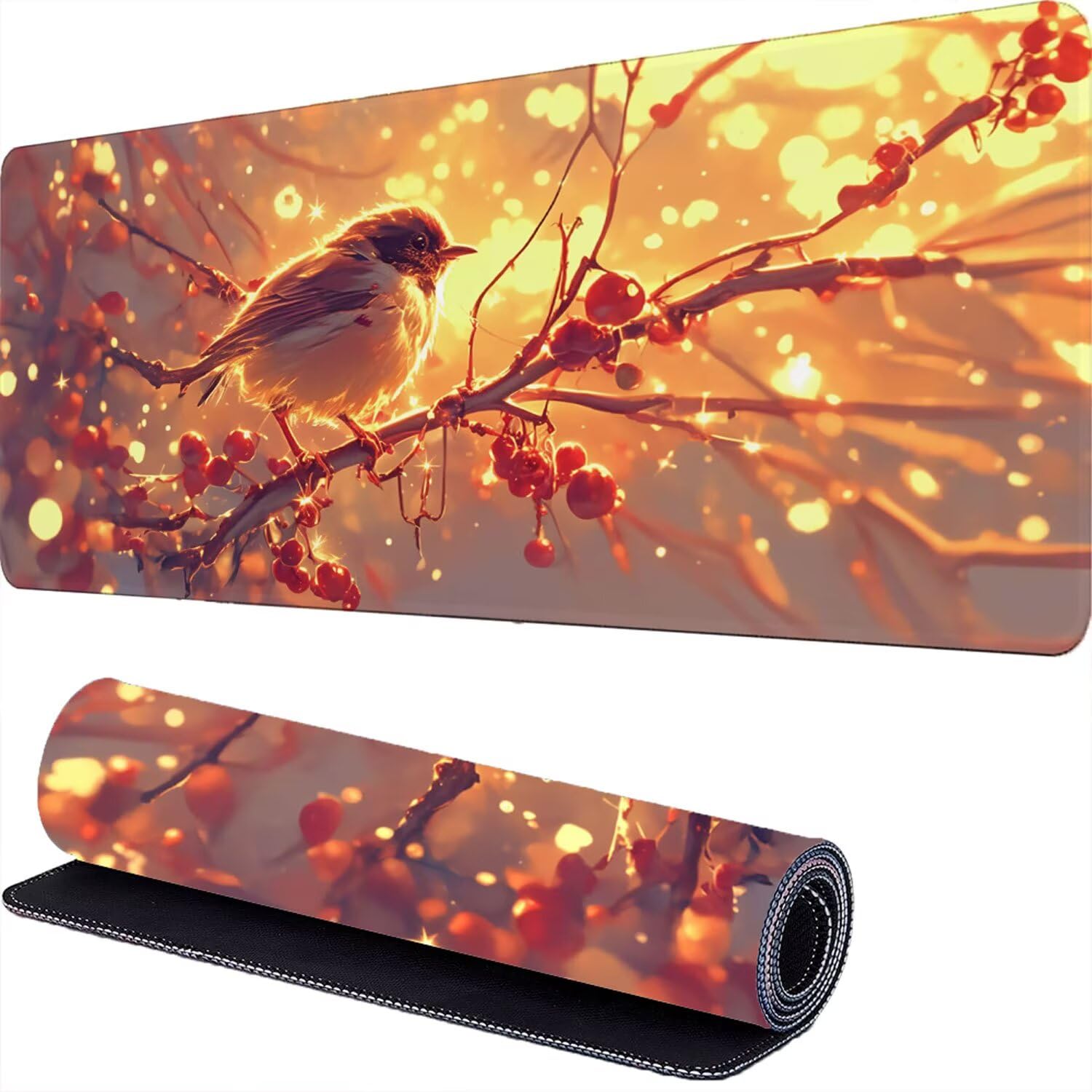 Podkładka pod mysz dla ptaków XXL 1600 x 800 x 3 mm czerwona duża podkładka pod mysz, antypoślizgowa mata biurkowa, do PC, Macbooka, przenośna, poprawia dokładność i szybkość r-463