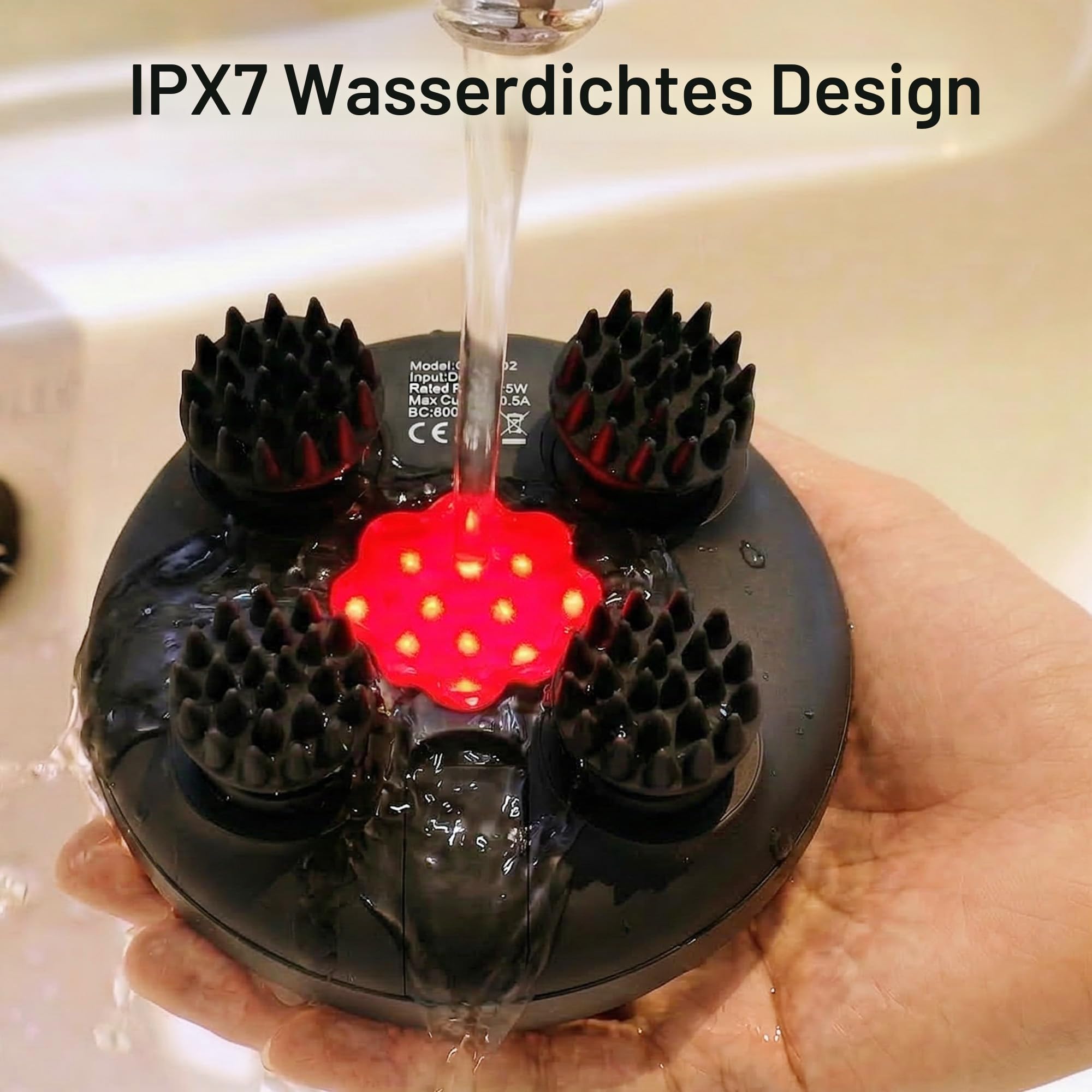COMFIER Kabelloses Kopfmassagegerät, Elektrisch mit 3 Knetmodi | IPX7 Wasserdicht, 8 Massageklauen, Kopfhautmassage, Tiefenreinigung, Körperentspannung, Haarpflege, Geschenk