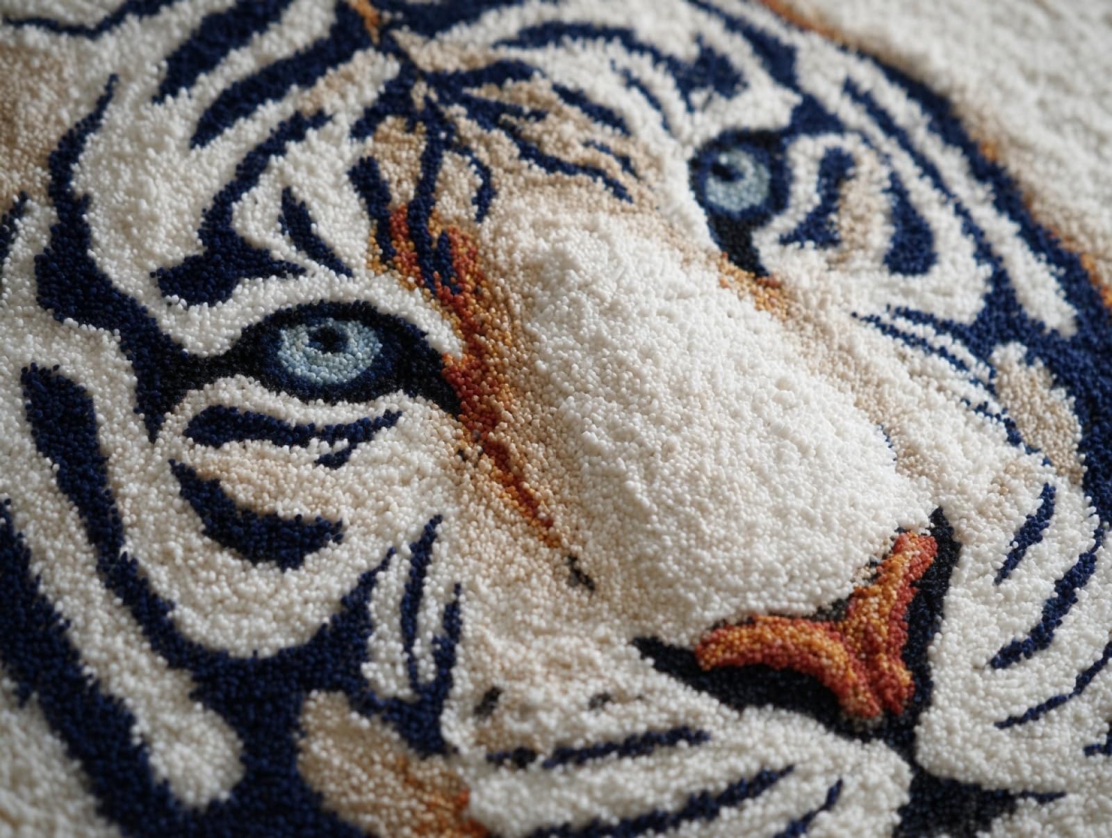 Wallphantom White Tiger Diy Latch Hook Rug Making Kit For Adults,