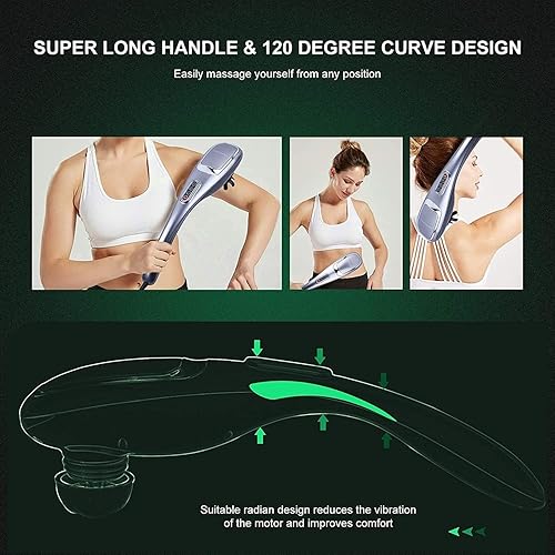 Miniatura 4 de MEGAWISE Masajeador de espalda de mano Masaje de percusión de tejido profundo para espalda, cuello, hombros, cintura y piernas