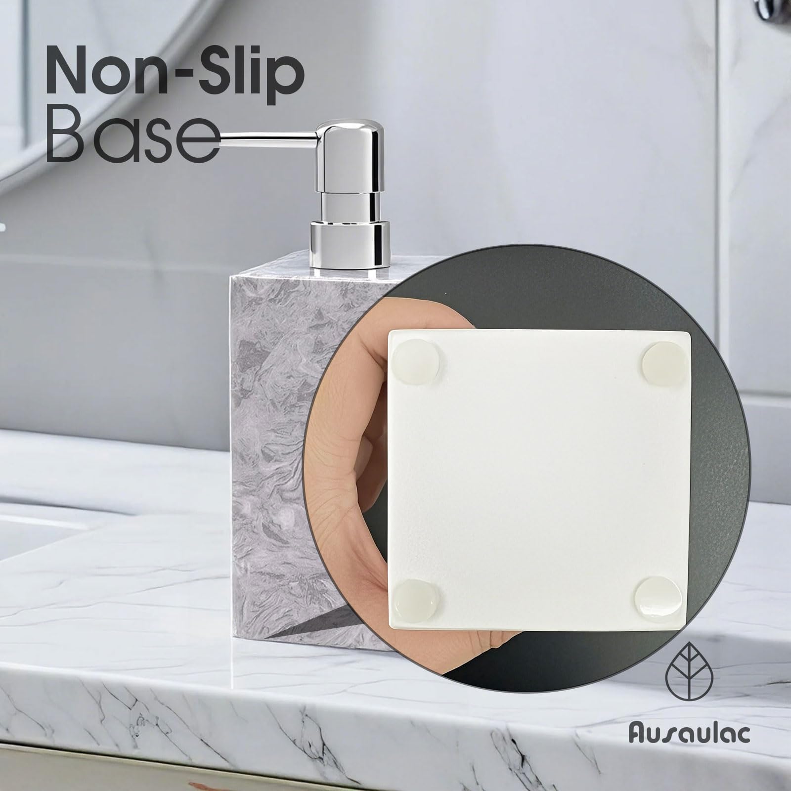 1 set di dispenser di sapone in vero marmo naturale con pompa in acciaio inox, bottiglia decorativa per sapone liquido per le mani per cucina e bagno, compatibile con lozioni, sapone per