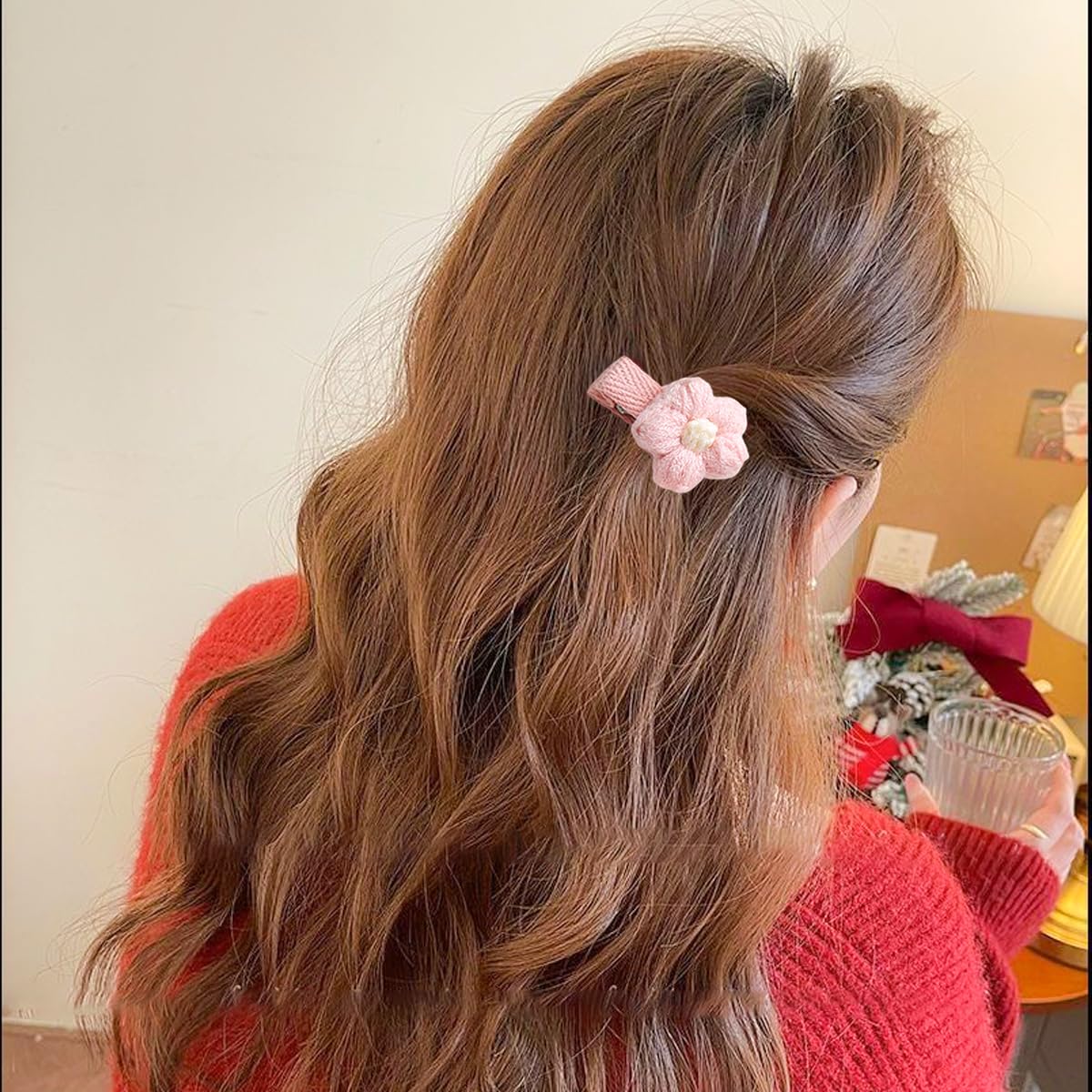 18 PCS Plush Flower Hair Clips Sweet Side Hair Clip Non Slip Hairclips Duckbill Clip Baby Girl Hairclip Small Cute Plush Hair Accessories Multicolour For Girls Women - Image 4