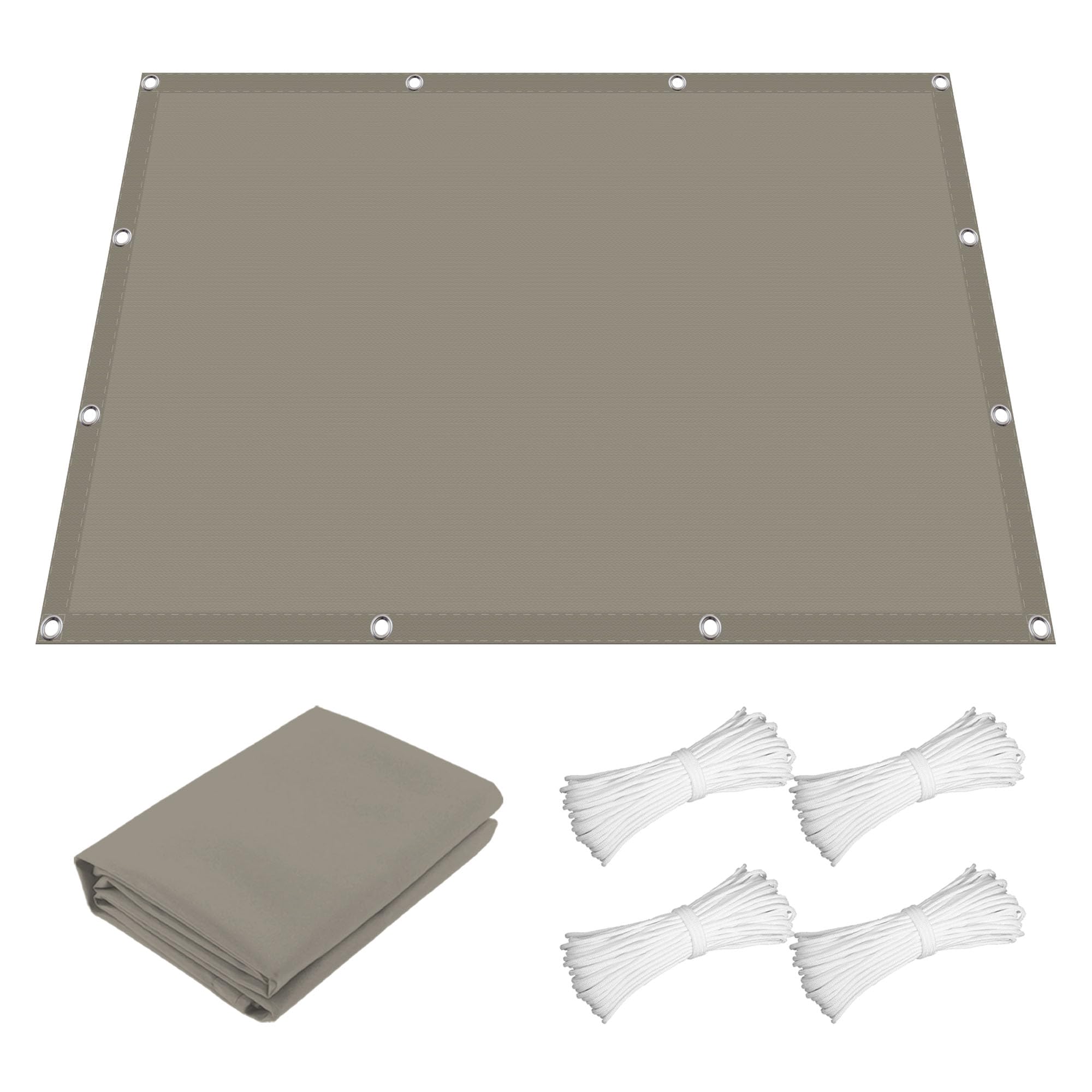 Voile d'ombrage 1.2x1.2 m taupe pare-soleil avec cordons