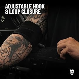 Gymreapers Weightlifting Elbow Wraps (1 Pair) - Flexible 40\'\' Elbow Compression Strap & Joint Support Brace - For Bench Press, Powerlifting, and Pressing (Black)