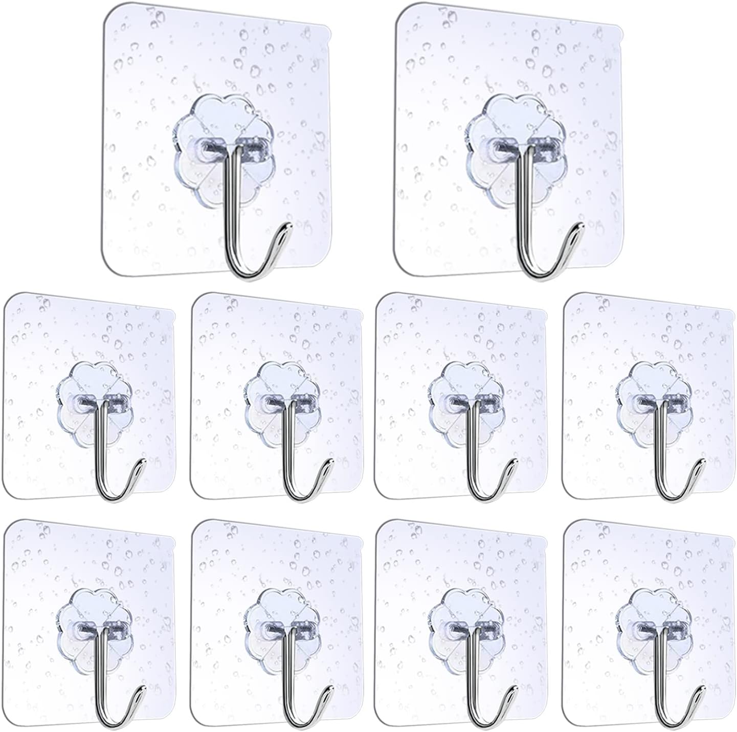 GEEANN Self Adhesive Hooks, 10 Pack (Hold Max 37lb) Strong