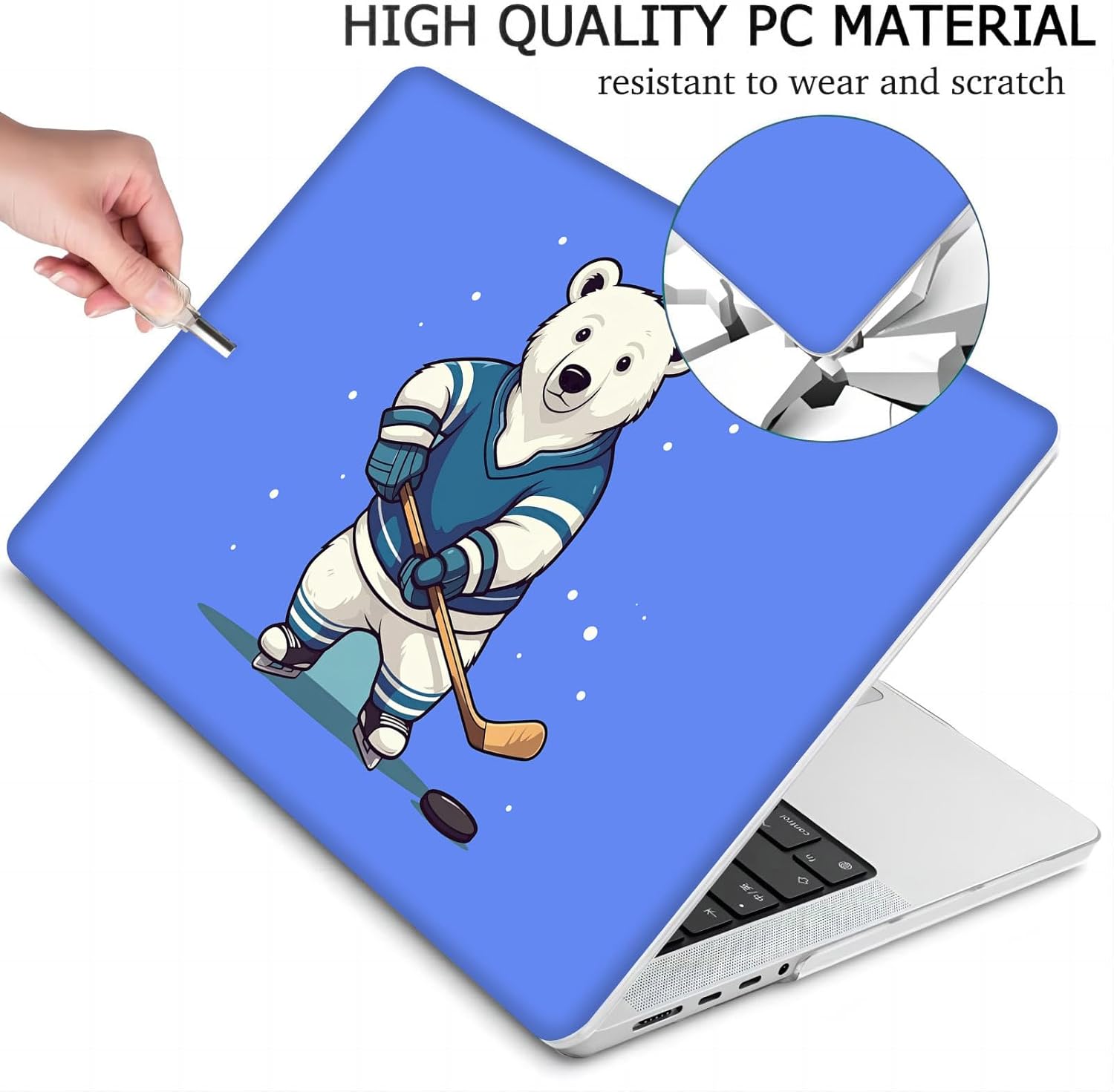 Compatible with MacBook Neo 13-inch, Hard Shell Case with Keyboard Cover and Screen Protector (A3404 A18 Pro chip, 2026 Release) - Hockey Bear MC21604