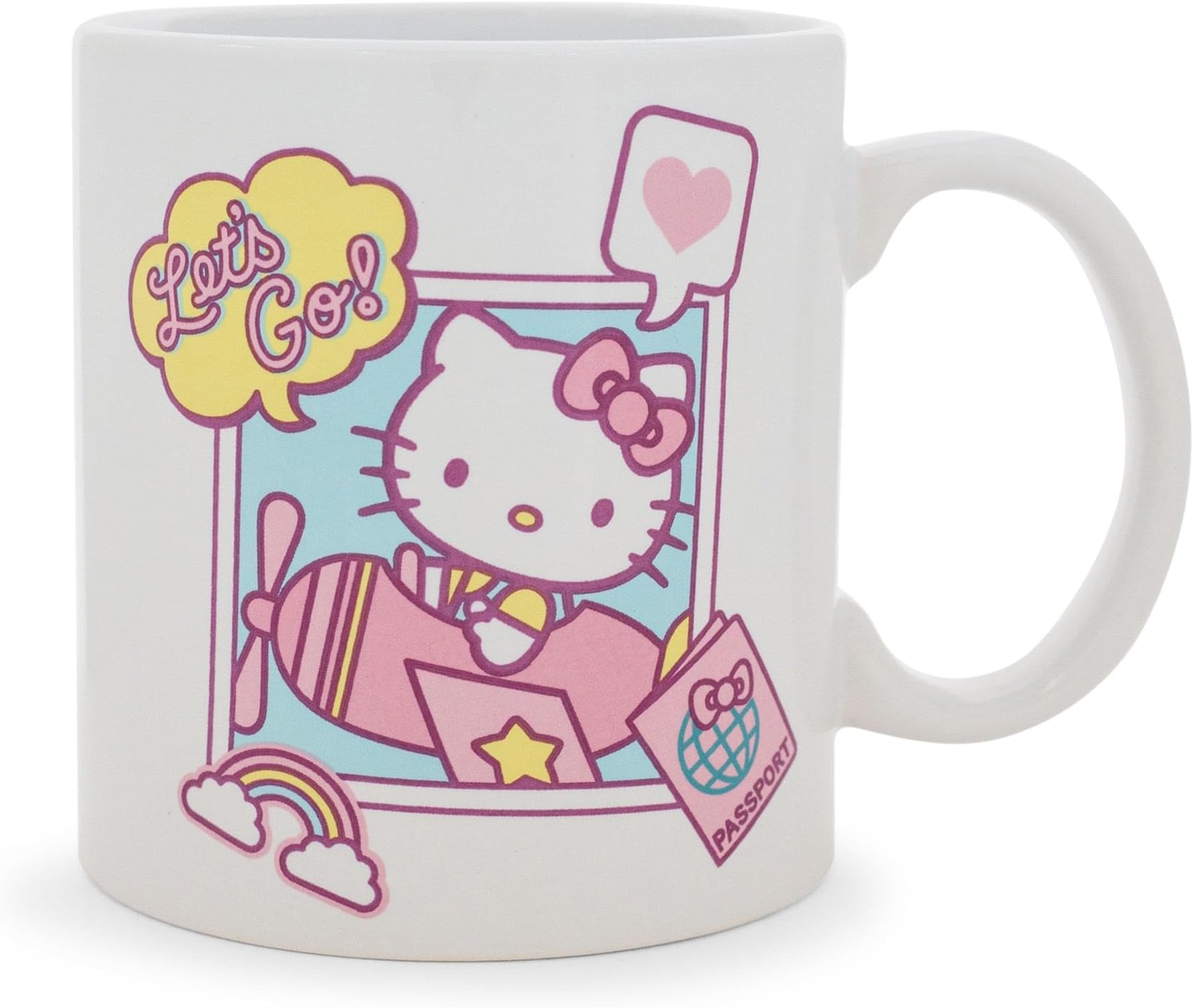 Sanrio Hello Kitty "Let's Go" Travel Destination Ceramic Mug | Holds 20 Ounces