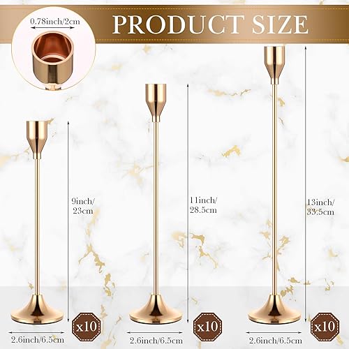 Miniatura 2 de Mumufy 30 portavelas cónico de metal para candelabros, centros de mesa para bodas, fiestas, decoración del hogar, se adapta a 34 pulgadas de grosor