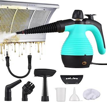 Steam Cleaner, Home High Pressure Washer, Rechargeable, Set of 9, Household Handheld Steam Cleaner, Cleaning Supplies, Disinfecting, Deodorizing, Cleaning, Grease Stains, Sofa, Rugs, Floor