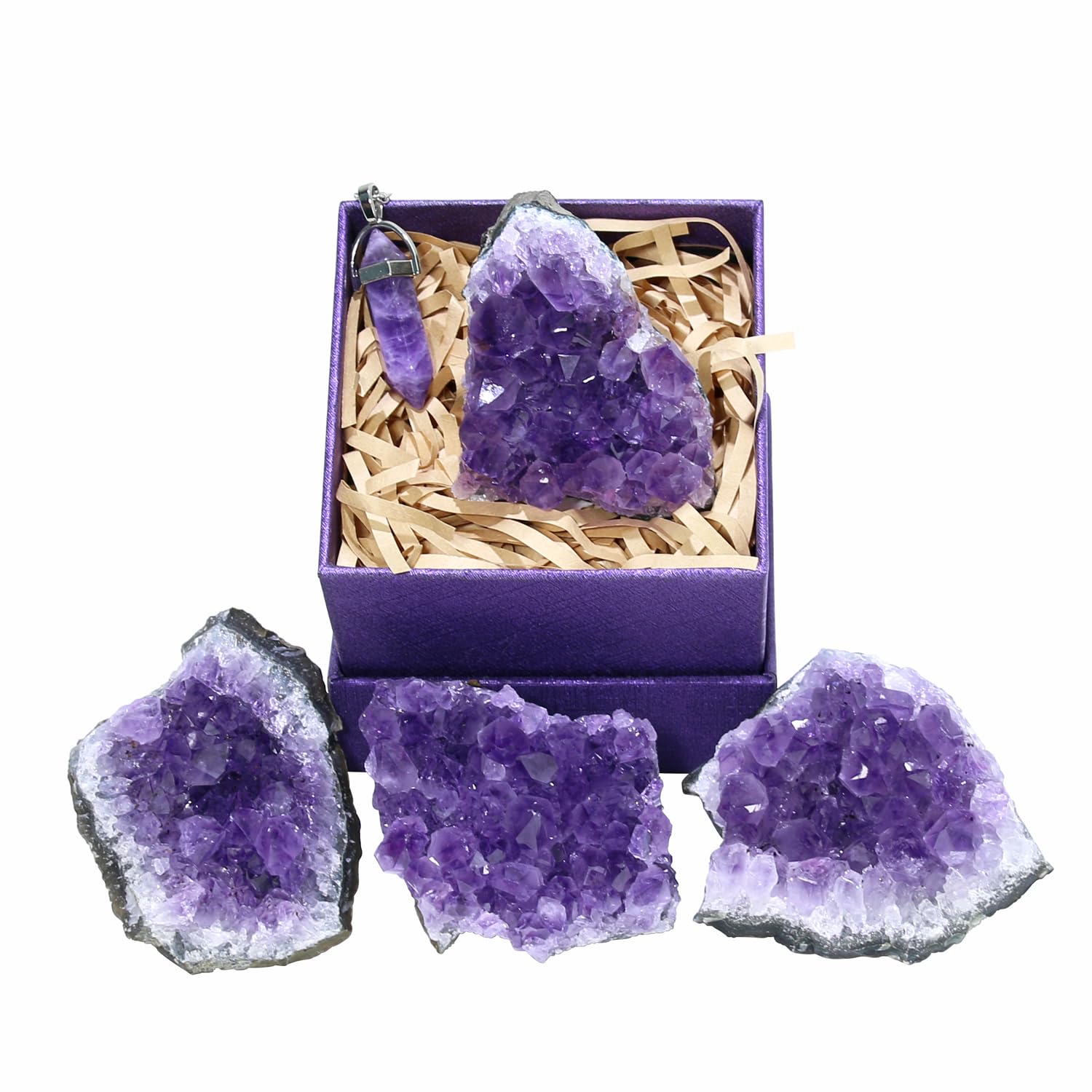 Collana di ametista RAW Argento, Collana di cristallo viola Riempimento d'oro, Gioielli di ametista, Collana girocollo in pietra piccola Collana di pietra portafortuna di febbraio - Italia