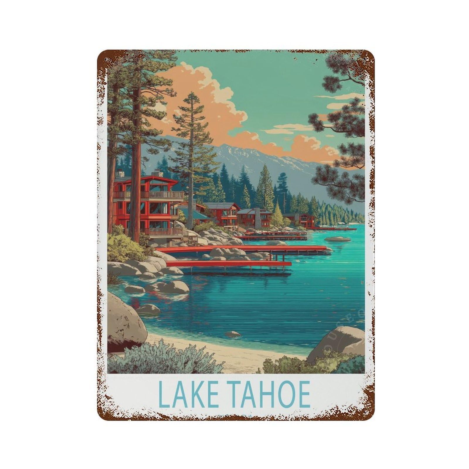 xiaoxiaoshen Lake Tahoe Nevada Travel (2) Wall Decor Art Metal Tin Poster Modern Home Decor Art Home Bar Shop Decorations Vintage Sign 40x30cm