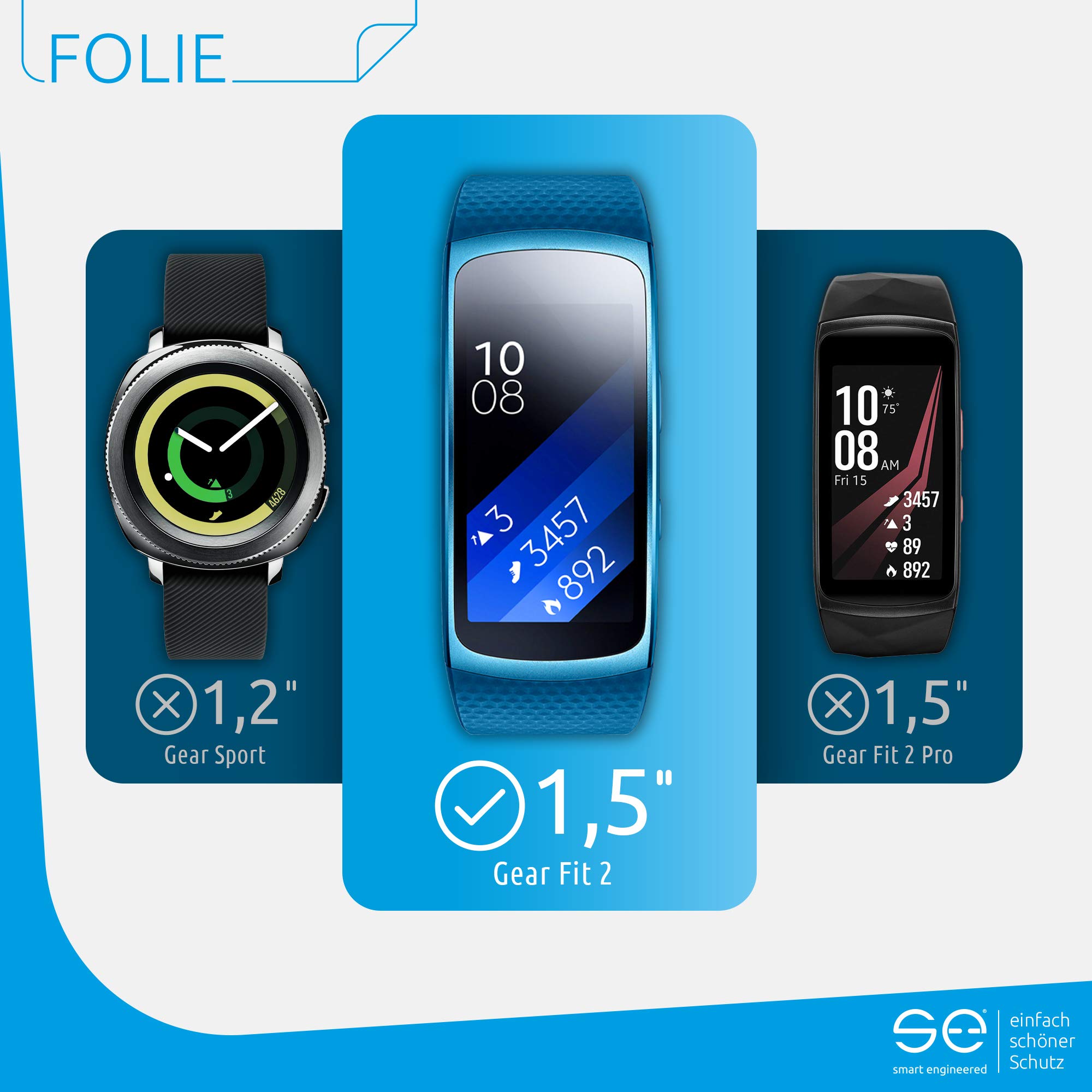 4x se® 3D SCHUTZFOLIE Transparent für Samsung Gear Fit 2,Selbstheilend, 100% Fingerabdruck & FaceID kompatibel, einfache blasenfreie Installation, Ultra-Klar, Stoß-Kratzfest, aus Deutschland Elektronik & Foto