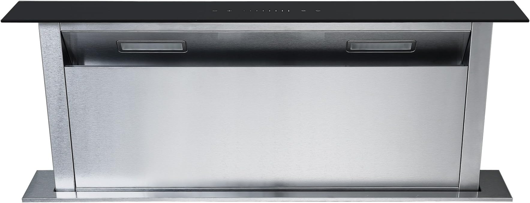 Cookology CDD900BK 90cm Downdraft Cooker Recirculating Chimney Hood Kitchen Island Extractor Fan, 4 Speed Touch Control with LED Light - in Stainless Steel