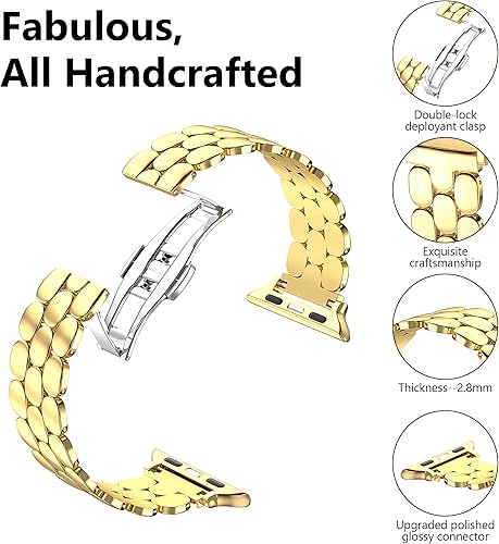 Miniatura 2 de TISIMO Compatible con Apple Watch Band de 1.61, 1.57, 1.49, 1.77, 1.73 y 1.65 pulgadas, correa de acero inoxidable para iWatch Series