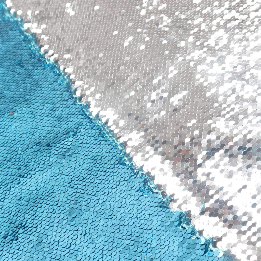 DUOBAO Turquoise to Silver Sequin Fabric by The Yard