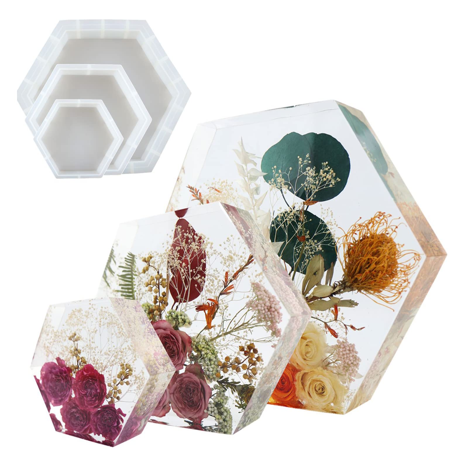 Moule en résine époxy, grand, moyen et petit, mise à niveau, moule Hexagonal en Silicone pour préserver les fleurs, bricolage, cadeaux de mariage, de saint-valentin, moules de décoration intérieure