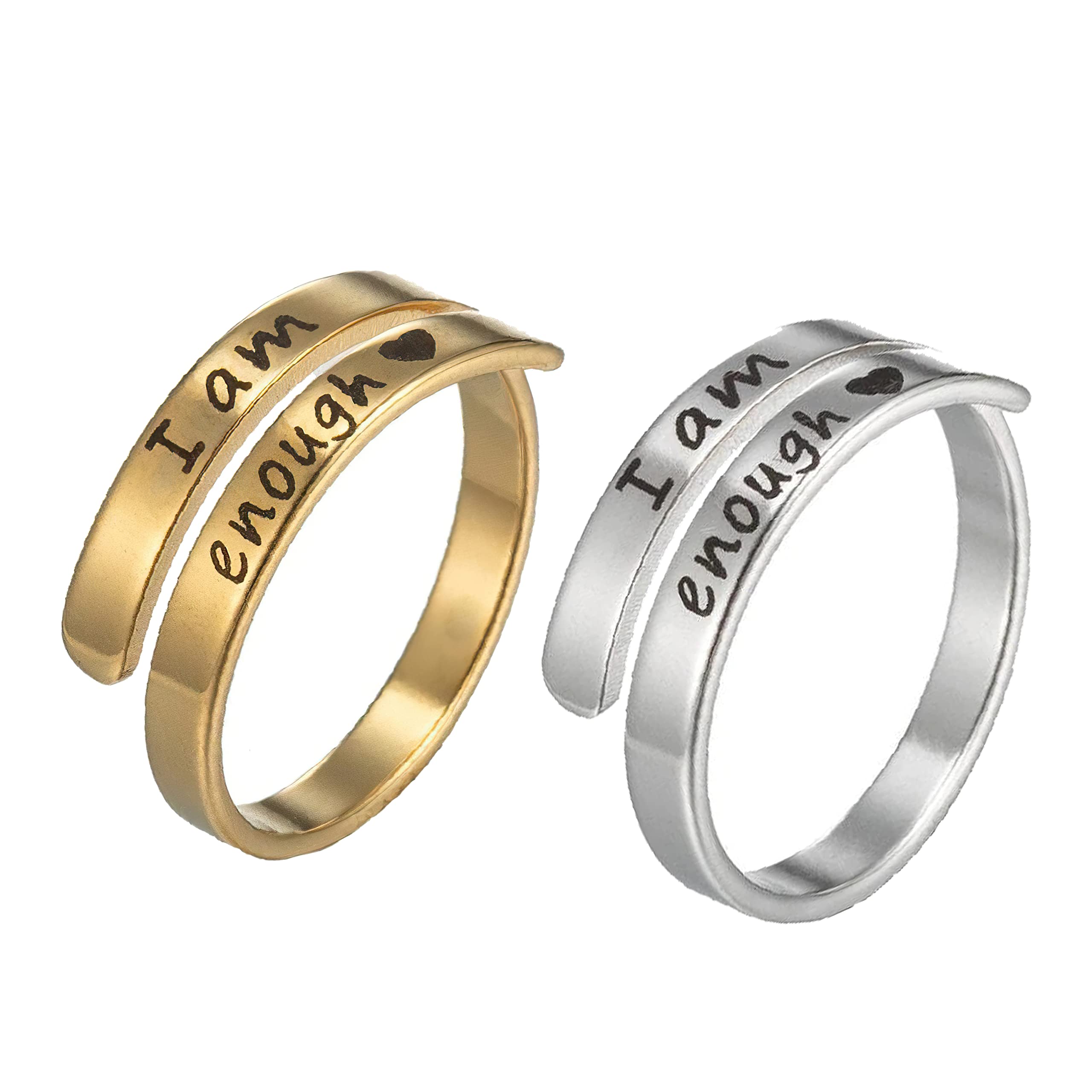 Fashion Frill Stylish Ring For Girls I AM Enough Silver Gold Adjustable Finger Ring For Women Girls Gift for Sister Love Gifts Jewellery Combo of 2 Rings (B0BZDKFHM2) Amazon Price History, Amazon Price Tracker