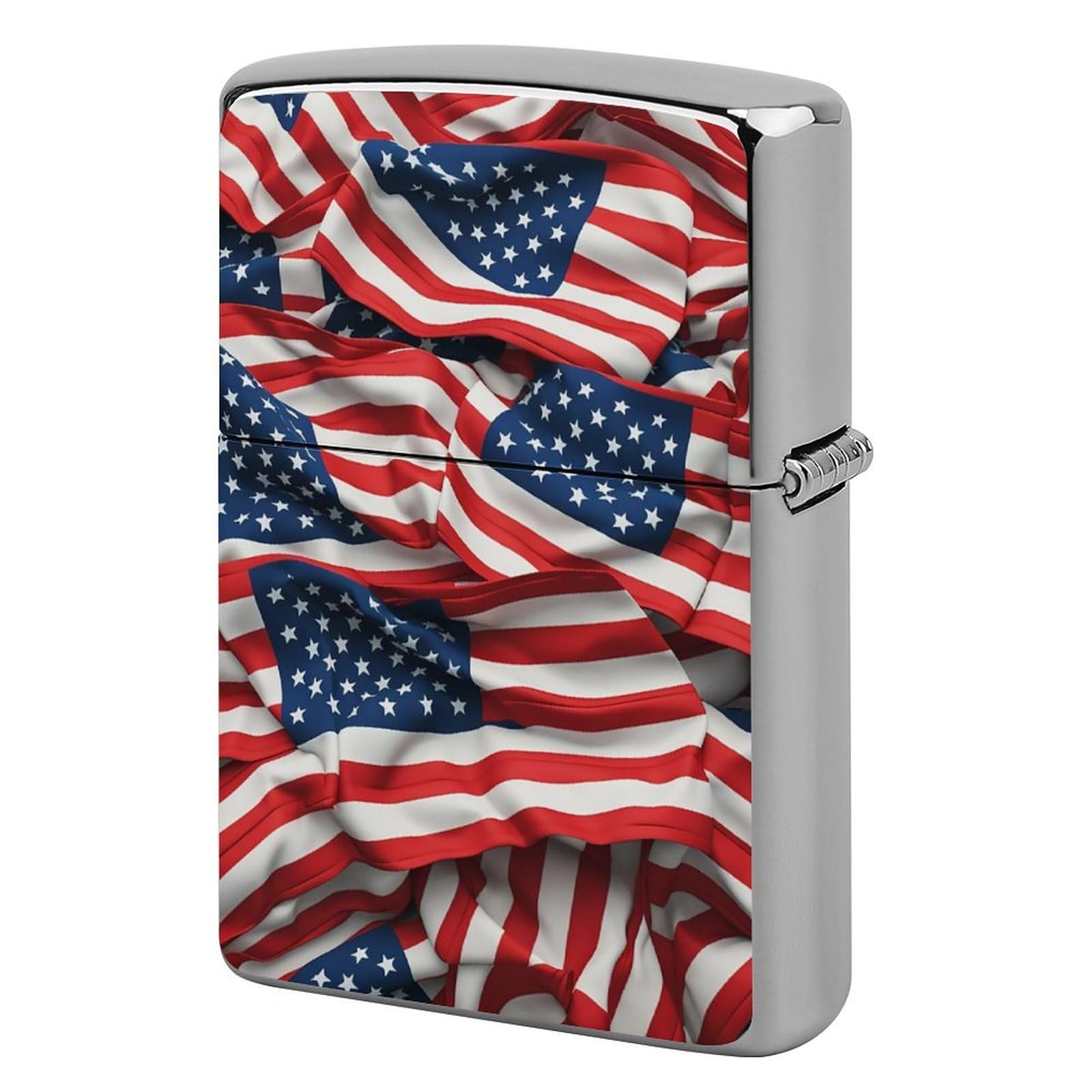 USA Flag Lighter Case for Men, Personalized Lighter Cover for Valentine's Day Gifts, Flip-Top Lighters Shell for Outdoor, Portable Lighters Protective Sleeve
